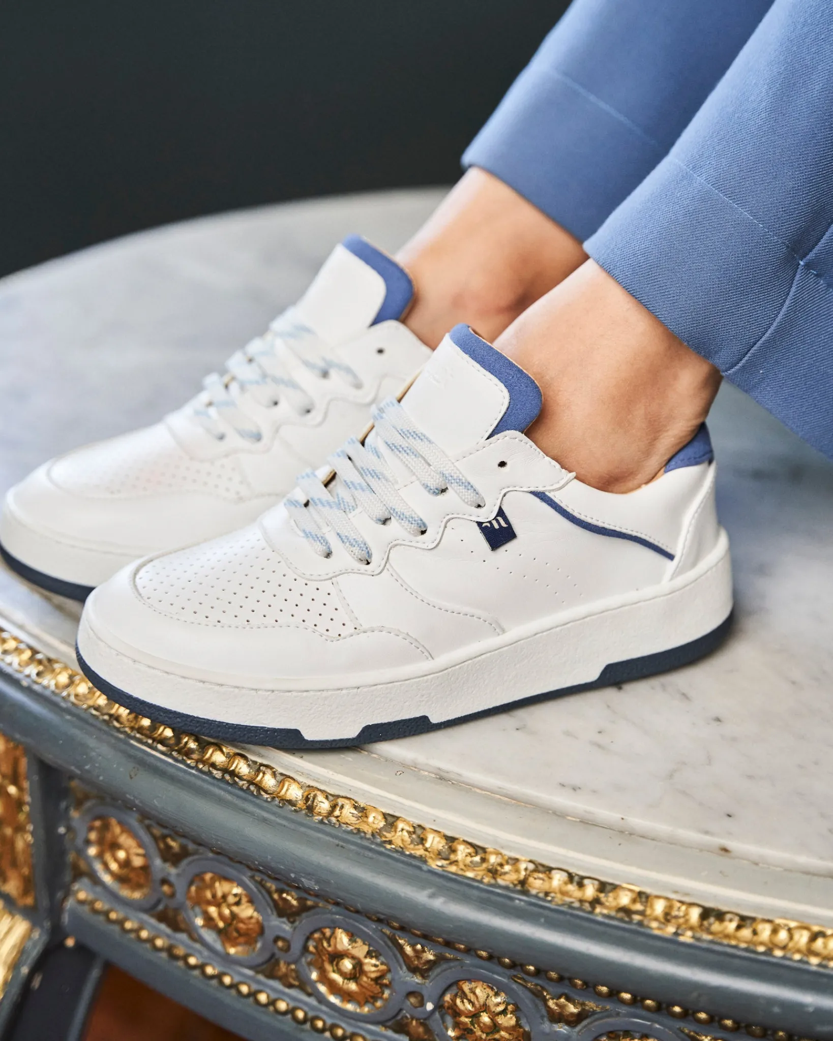 Minuit sur Terre Sneakers<Vestige Blanc Denim